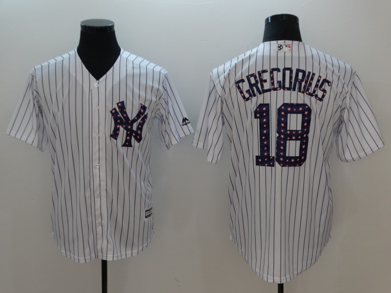 Men New York Yankees #18 Gregorius White Independent version Game MLB Jerseys->houston texans->NFL Jersey